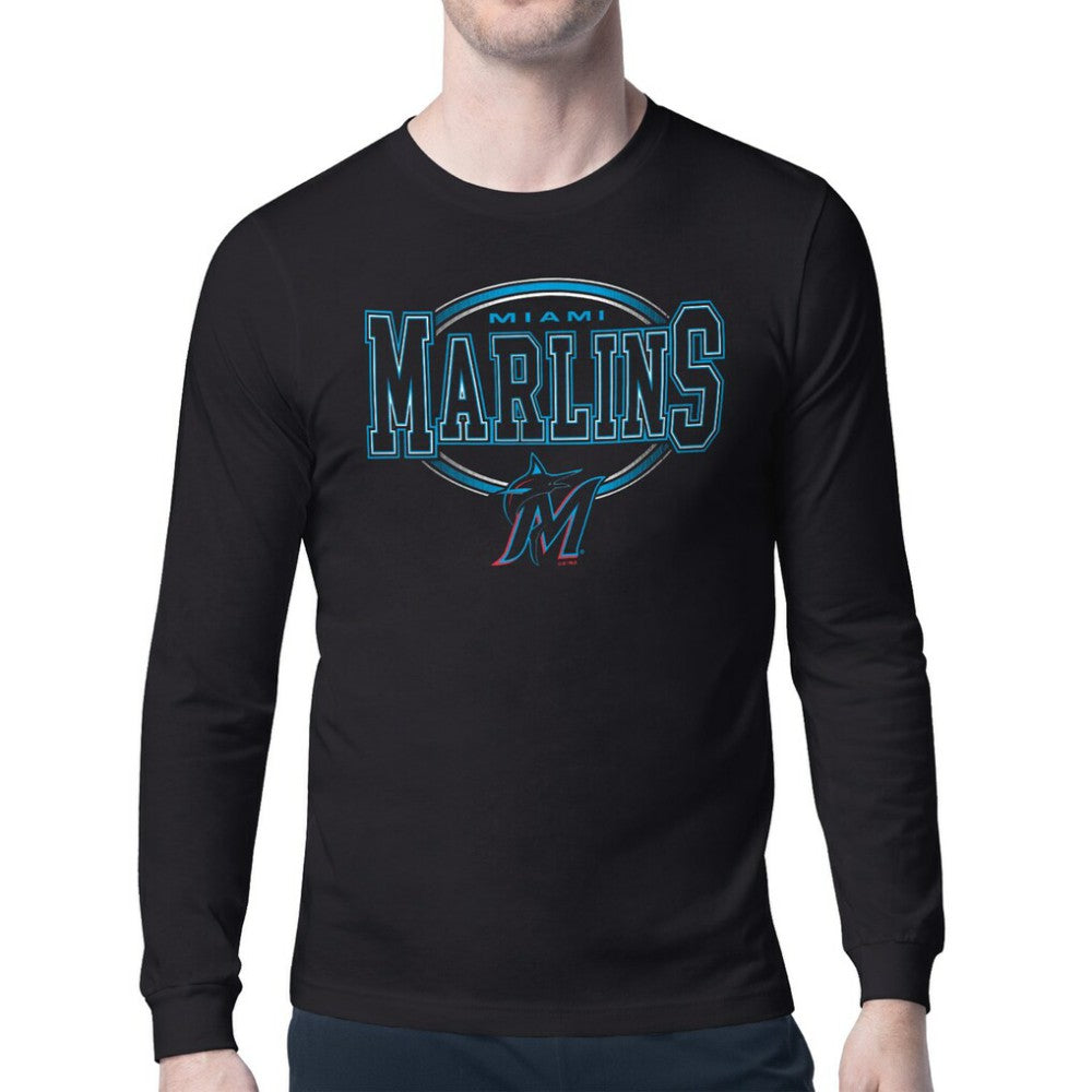 Miami Marlins Starter Team Track Graphic Long Sleeve T-Shirt - Black