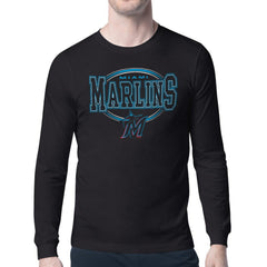 Miami Marlins Starter Team Track Graphic Long Sleeve T-Shirt - Black