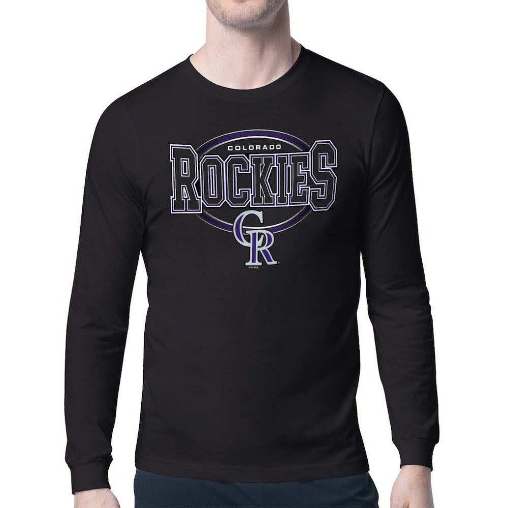 Colorado Rockies Starter Team Track Graphic Long Sleeve T-Shirt - Black