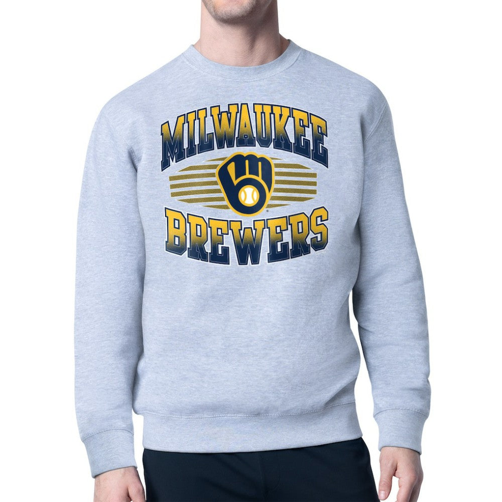 Milwaukee Brewers Starter Team Grit Graphic Fleece Pullover Sweatshirt - Heather Gray