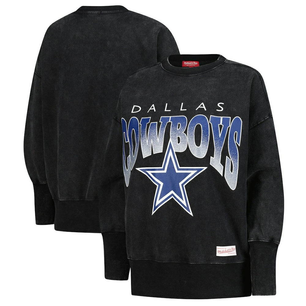 Dallas Cowboys Women's Delineate Mineral Wash Crewneck Sweatshirt - Black on sale