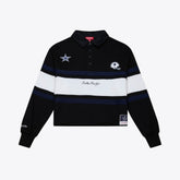 Dallas Cowboys Women's Cropped Long Sleeve Rugby Polo - Black outlet