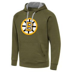 Boston Bruins Antigua Victory Pullover Hoodie Olive