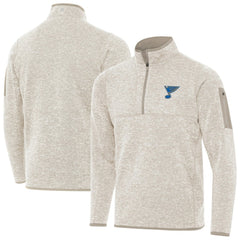 St. Louis Blues Antigua Fortune Quarter-Zip Pullover Jacket Oatmeal