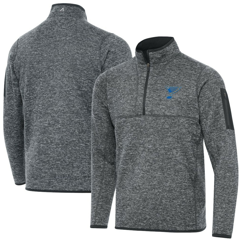 St. Louis Blues Antigua Fortune Quarter-Zip Pullover Jacket Heather Gray