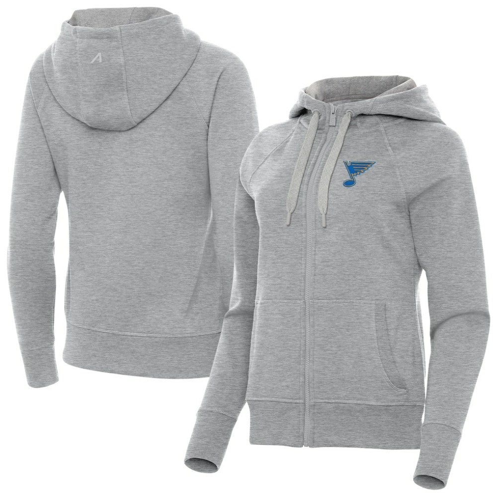 St. Louis Blues Antigua Women's Victory Full-Zip Hoodie Heather Gray