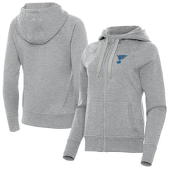 St. Louis Blues Antigua Women's Victory Full-Zip Hoodie Heather Gray