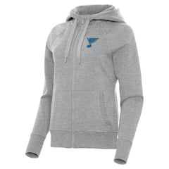 St. Louis Blues Antigua Women's Victory Full-Zip Hoodie Heather Gray