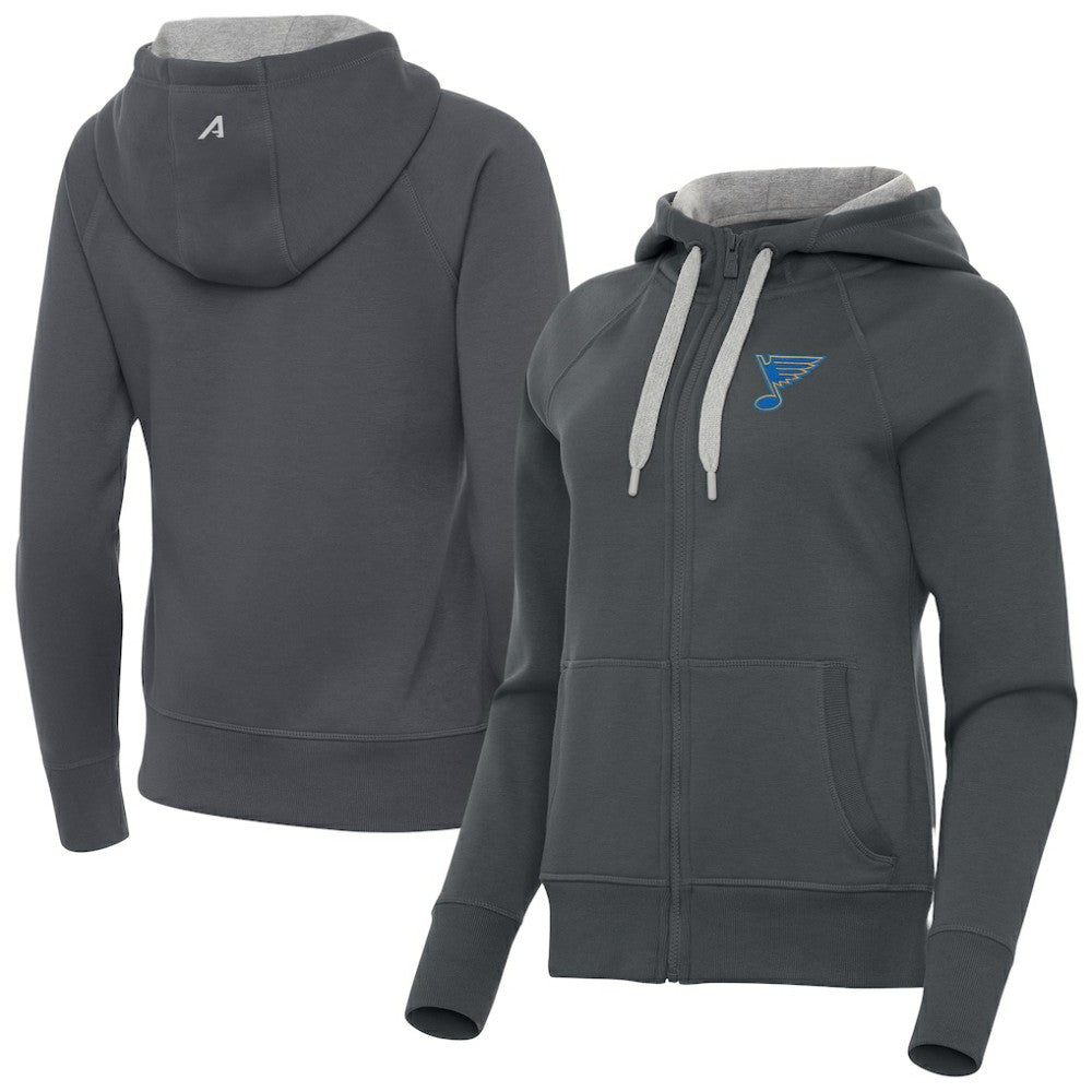 St. Louis Blues Antigua Women's Victory Full-Zip Hoodie Charcoal