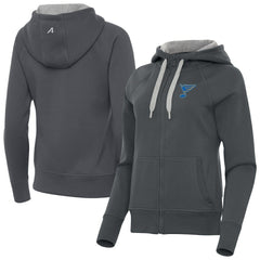 St. Louis Blues Antigua Women's Victory Full-Zip Hoodie Charcoal