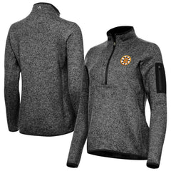 Boston Bruins Antigua Women's Fortune Half-Zip Pullover Heather Black