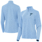 St. Louis Blues Antigua Mentor Long Sleeve Quarter-Zip Mock Polo Heather Blue