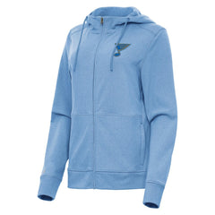 St. Louis Blues Antigua Women's Seeker Full-Zip Hoodie Heather Blue