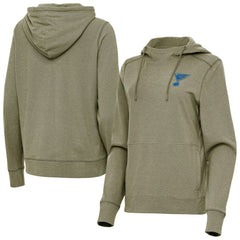 St. Louis Blues Antigua Women's Justice Pullover Hoodie Olive