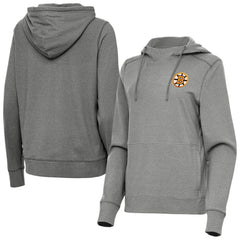 Boston Bruins Antigua Women's Justice Pullover Hoodie Heather Black