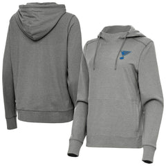 St. Louis Blues Antigua Women's Justice Pullover Hoodie Heather Black
