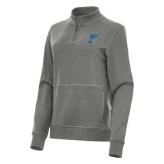 St. Louis Blues Antigua Women's Crush Quarter-Zip Pullover Heather Black