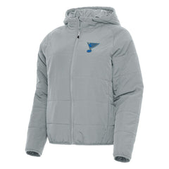 St. Louis Blues Antigua Women's Raglan Universe Full-Zip Hooded Jacket Gray