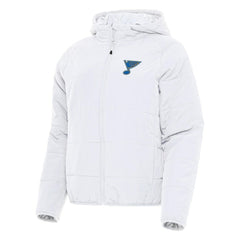 St. Louis Blues Antigua Women's Raglan Universe Full-Zip Hooded Jacket White