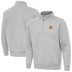 Boston Bruins Antigua Victory Quarter-Zip Pullover Top Heather Gray