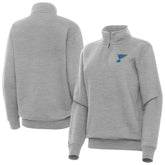 St. Louis Blues Antigua Women's Victory Quarter-Zip Pullover Top Heather Gray