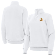 Boston Bruins Antigua Women's Victory Quarter-Zip Pullover Top White
