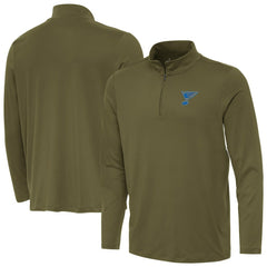 St. Louis Blues Antigua Reprocess Quarter-Zip Pullover Olive