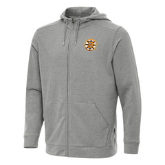 Boston Bruins Antigua Effortless Full-Zip Hoodie Heather Black