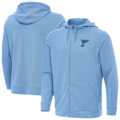 St. Louis Blues Antigua Effortless Full-Zip Hoodie Heather Blue