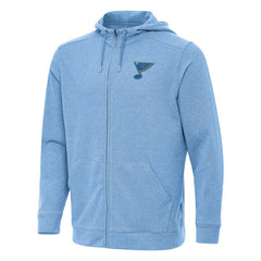 St. Louis Blues Antigua Effortless Full-Zip Hoodie Heather Blue