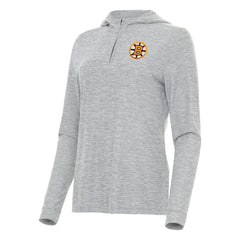 Boston Bruins Antigua Women's Daybreak Quarter-Zip Hoodie Heather Gray
