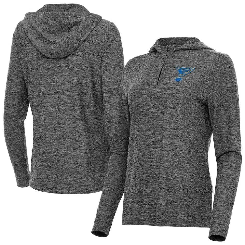 St. Louis Blues Antigua Women's Daybreak Quarter-Zip Hoodie Heather Black