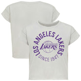 Los Angeles Lakers Sportiqe Women's Cropped Genuine Issue Collection Alana T-Shirt - Gray shop