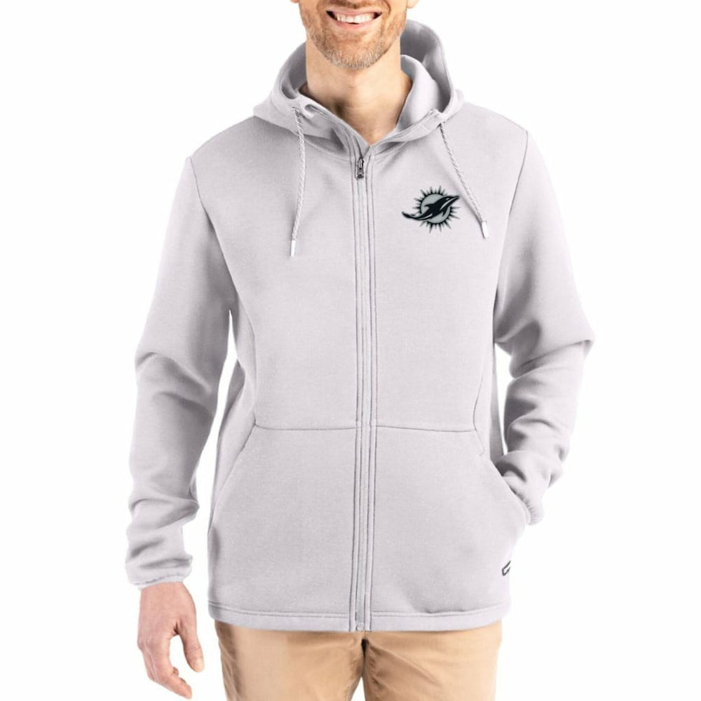Miami Dolphins Cutter & Buck Roam Epic Comfort Recycled Full-Zip Hoodie Jacket - Gray online