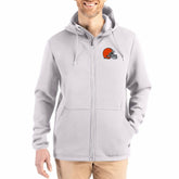 Cleveland Browns Cutter & Buck Roam Epic Comfort Recycled Full-Zip Hoodie Jacket - Gray outlet