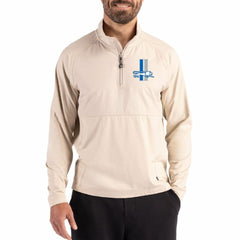 Detroit Lions Cutter & Buck Adapt Eco Knit Hybrid Recycled Quarter-Zip Jacket - Light Brown outlet