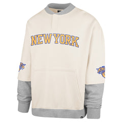 New York Knicks '47 Crossover Collection Trifecta Double Layered Fleece Sweatshirt - Cream | 47 brand outlet