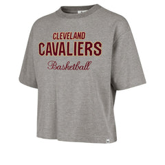Cleveland Cavaliers '47 Women's Pivot Drop Needle Cropped T-Shirt sale - Gray | 47 brand discount