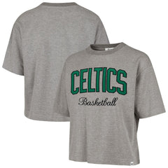 Boston Celtics '47 Women's Pivot Drop Needle Cropped T-Shirt - Gray | 47 brand for sale