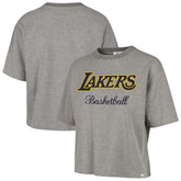 Los Angeles Lakers '47 Women's Pivot Drop Needle Cropped T-Shirt - Gray | 47 brand discount