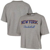 New York Knicks '47 Women's Pivot Drop Needle Cropped T-Shirt - Gray | 47 brand cheap