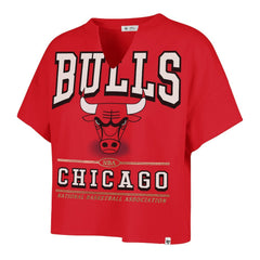 Chicago Bulls '47 Women's Elation Oversized Notch Neck T-Shirt sale - Red | 47 brand discount