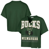 Milwaukee Bucks '47 Women's Elation Oversized Notch Neck T-Shirt - Hunter Green | 47 brand on sale