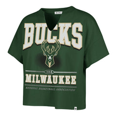 Milwaukee Bucks '47 Women's Elation Oversized Notch Neck T-Shirt - Hunter Green | 47 brand on sale