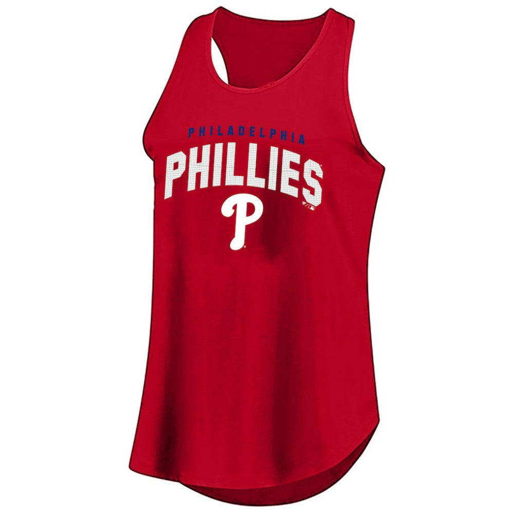 Philadelphia Phillies Profile Women's Plus Size Wordmark Racerback Scoop Neck Tank Top - Red