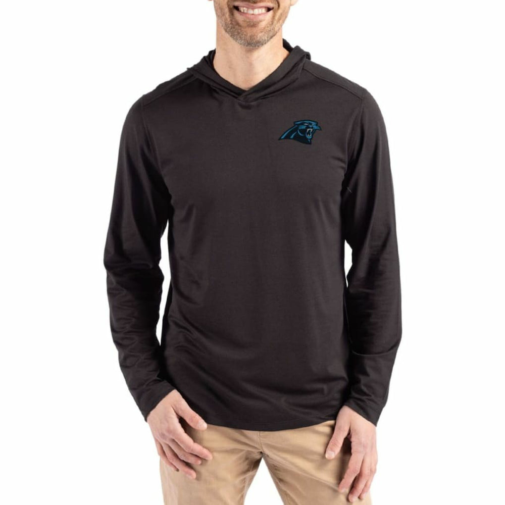 Carolina Panthers Cutter & Buck Coastline Epic Comfort Eco Recycled Long Sleeve Hoodie T-Shirt - Black cheap