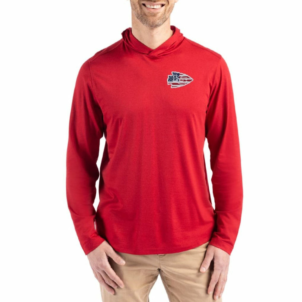 Kansas City Chiefs Cutter & Buck Americana Coastline Epic Comfort Eco Recycled Long Sleeve Hoodie T-Shirt - Red on sale