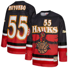 Dikembe Mutombo Atlanta Hawks Unisex Maxxed Out Fashion Hockey Jersey - Red | Mitchell & Ness cheap