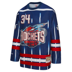Hakeem Olajuwon Houston Rockets Unisex Maxxed Out Fashion Hockey Jersey - Navy | Mitchell & Ness for sale