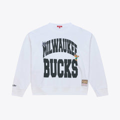 Milwaukee Bucks Women's Lightweight Block Letter Sweatshirt - White | Mitchell & Ness online